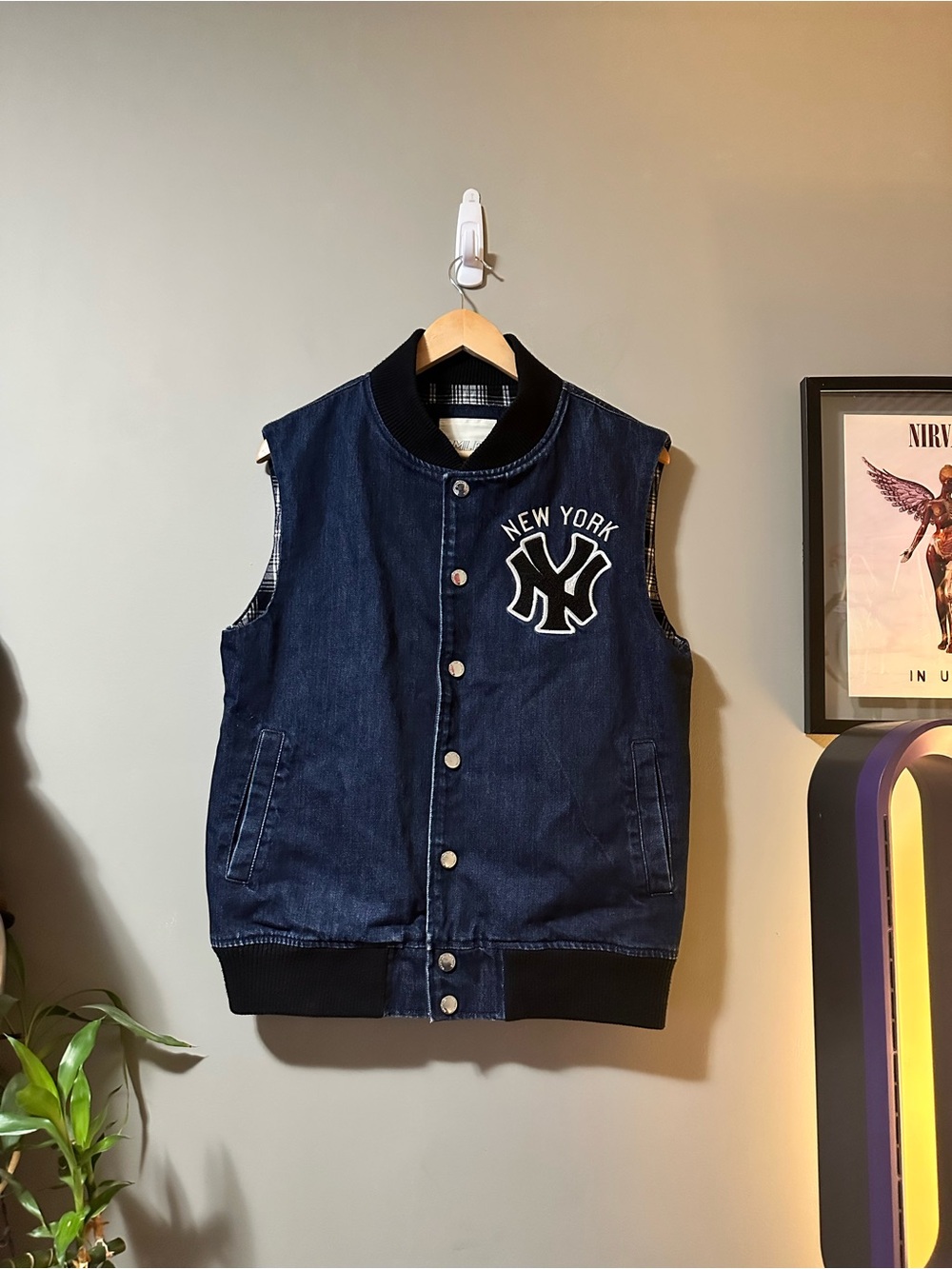 New York Yankees MLB Denim Varsity Vest